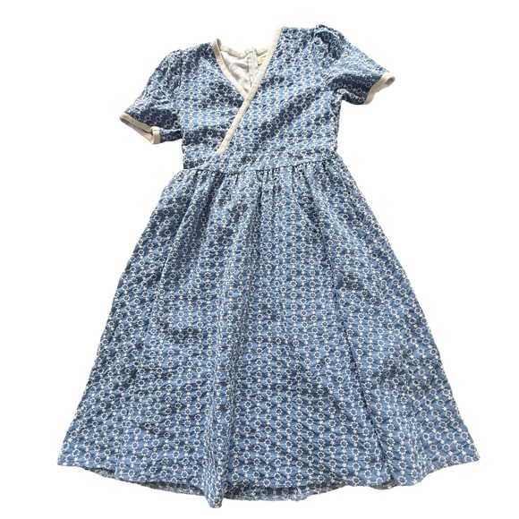 Dress Code Korea Dresses & Skirts - Dress Code Korea Blue White Floral Eyelet Puff Sleeve Wrap Midi Dress Womens